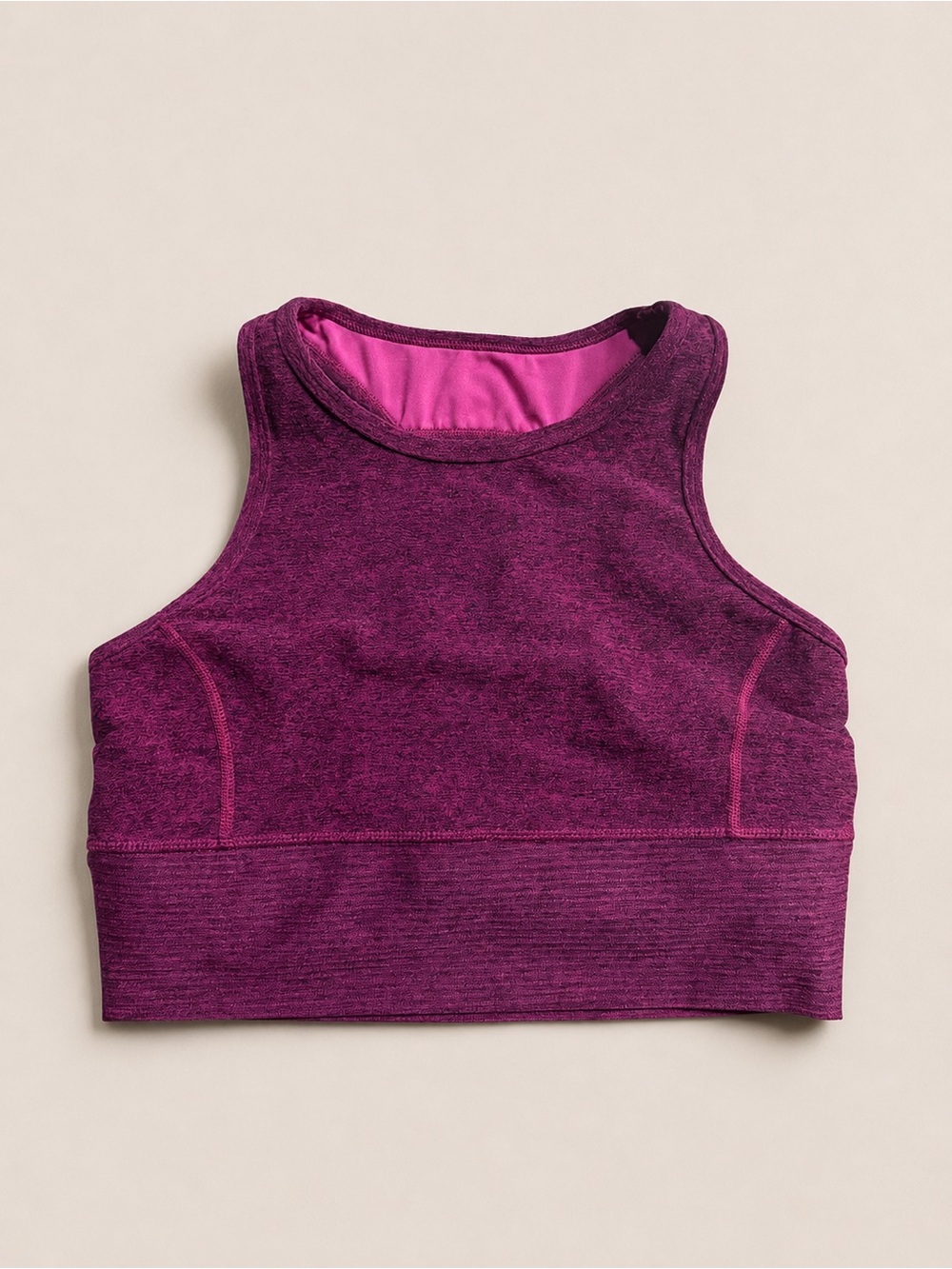 GYDER Women’s Sports Bra Heathered Magenta High Neck Criss Cross Back
